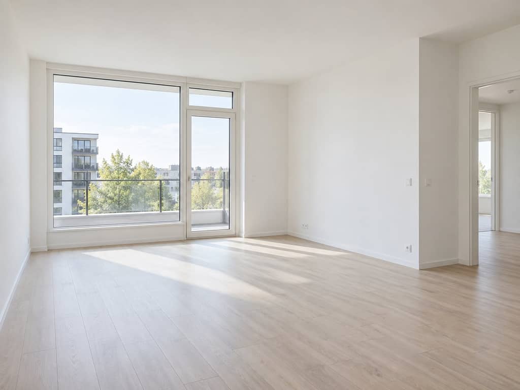 Logement vide et propre, volumes libres et sol net